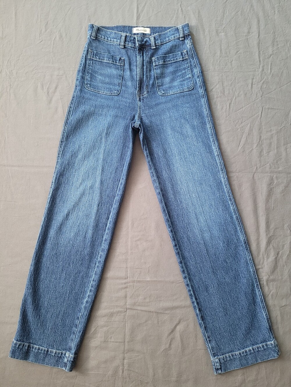 Madewell The Perfect Vintage Wide-Leg Jeans 26T High Rise Patch Pocket